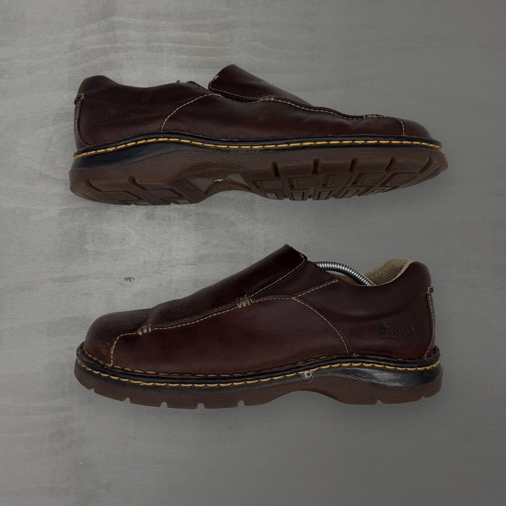 Dr. Martens 11233 Slip On Loafers Brown Leather Contrast Stitch Size 11 USM